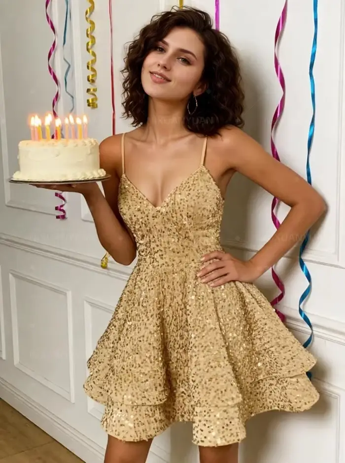 Robes de bal à sequins superposées pour adolescentes 2026