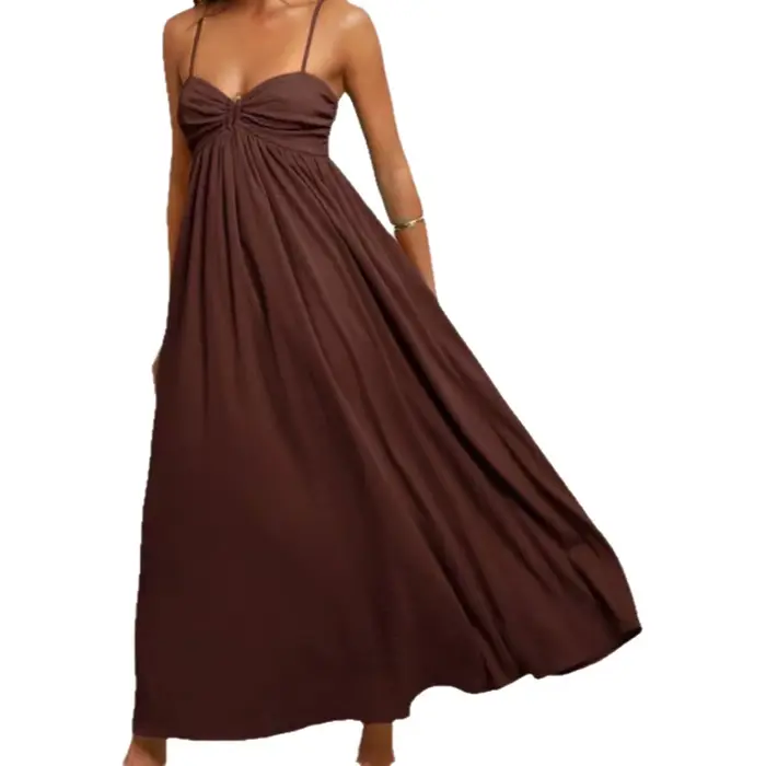 Robe de plage style bohème à bretelles sexy décolletée