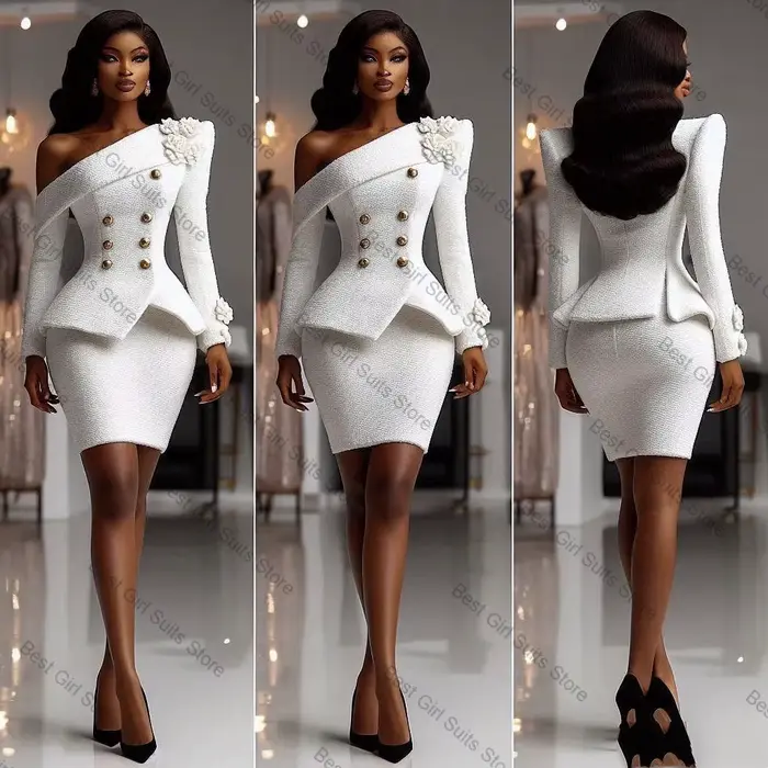 Ensemble jupe de costume blanc pour femmes