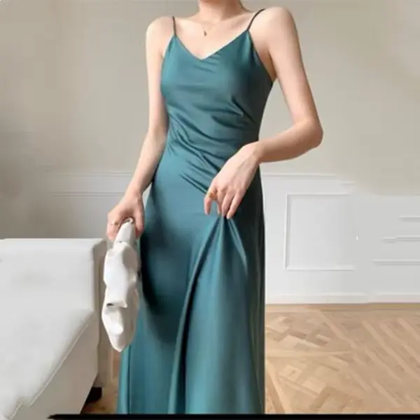 Robe longue en satin sexy tendance 2026 pour femme, robe de soirée en satin d'acétate taille haute a