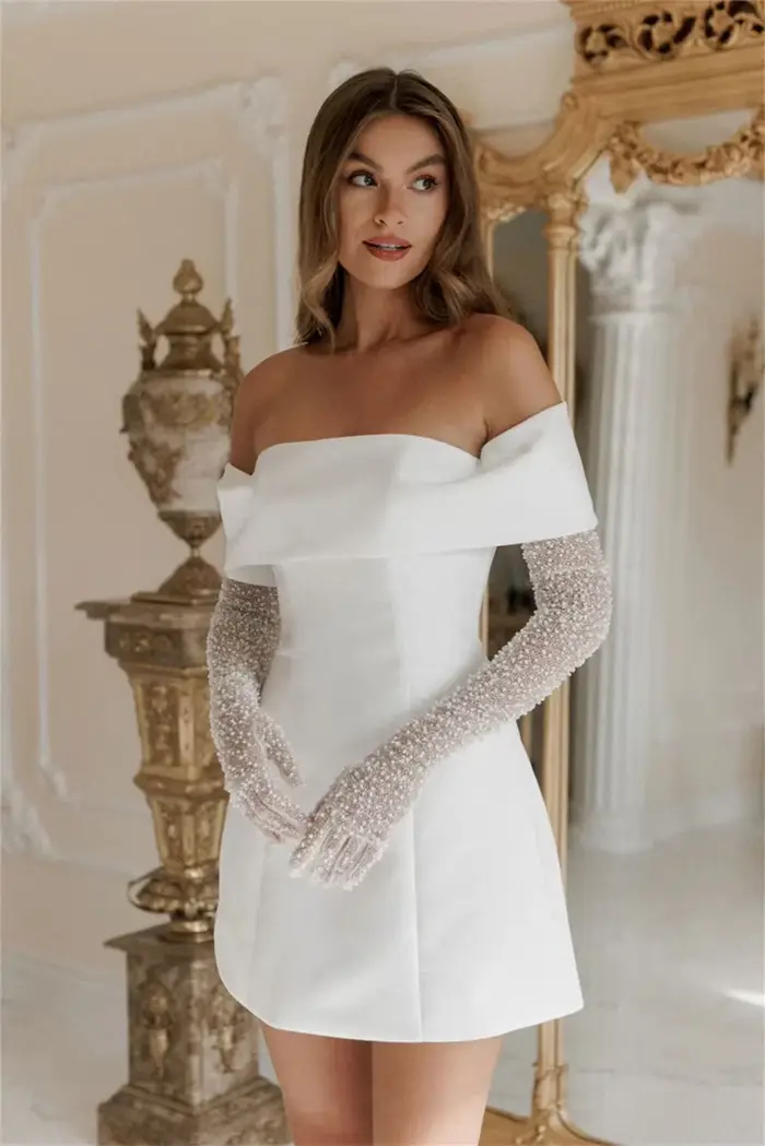 Robe de soirée courte en polyester satiné sans manches pour bal, mariage et occasions spéciales pour femmes