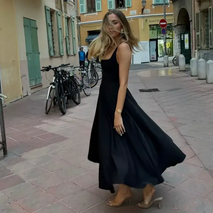 Robe longue d'été unie pour femme