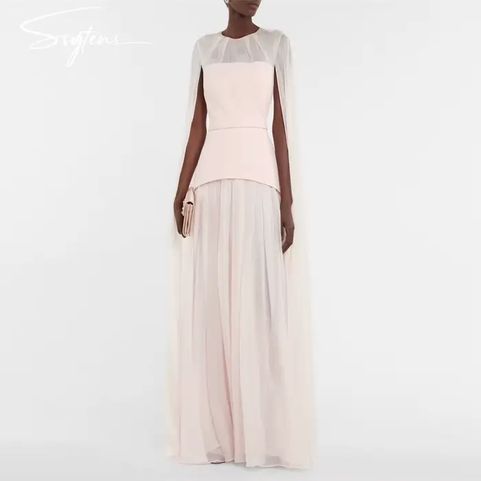 Robe de Soirée Longue en Mousseline de Soie pour Femme, Tenue Élégante, Éducative, Rose Clair, à Man