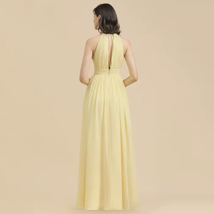 Robe de Demoiselle d'Honneur Jaune Personnalisée