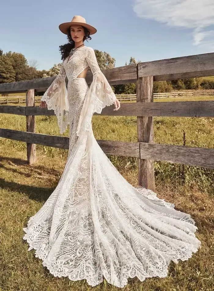 Robe de mariée sirène bohème personnalisée