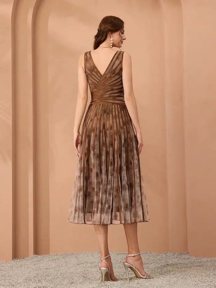 Robe longue Mgiacy (à fleurs non structurées) à col en V