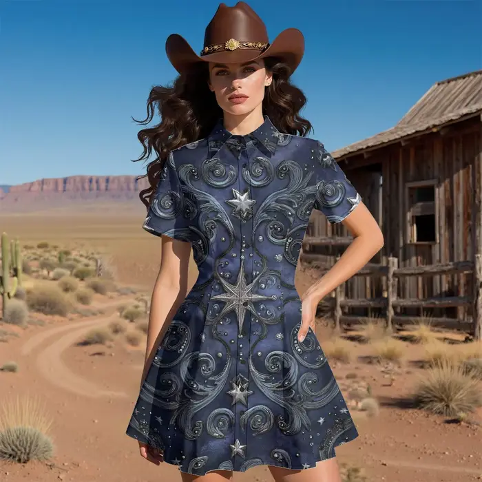 Robe boutonnée de Style occidental Vintage pour femmes