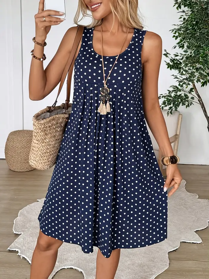 Robe à pois polyester élasthanne pour femmes style bohème ajustement lâche printemps été occasions spéciales
