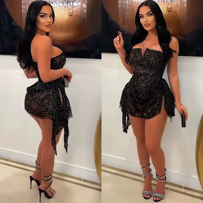 Robe de soirée à volants à paillettes pour femmes, mini robes, tambour, robes de club, vêtements élé