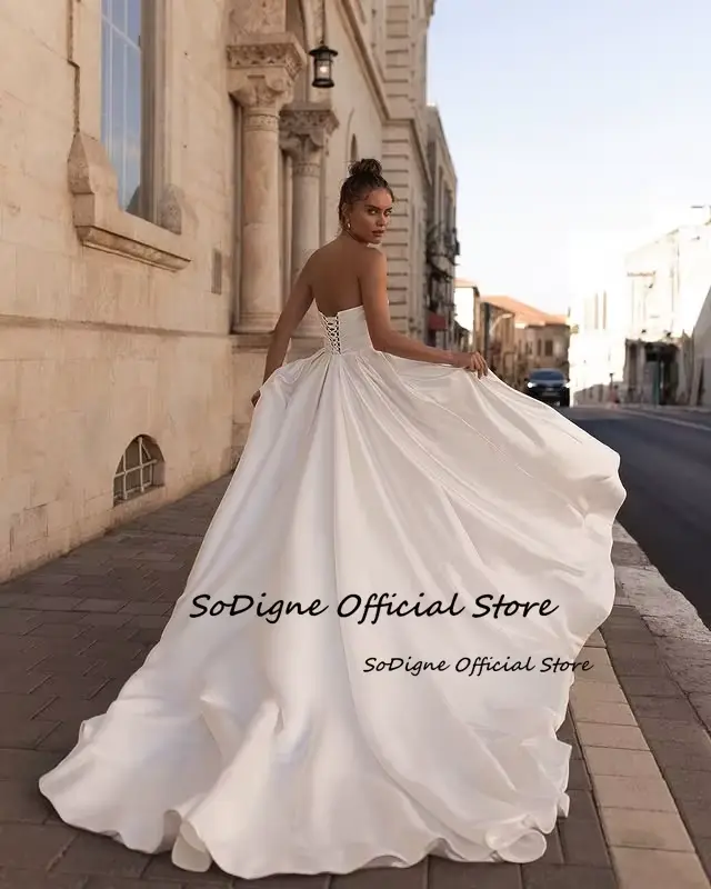 SoDigne-Robe de Mariée Trapèze en Satin