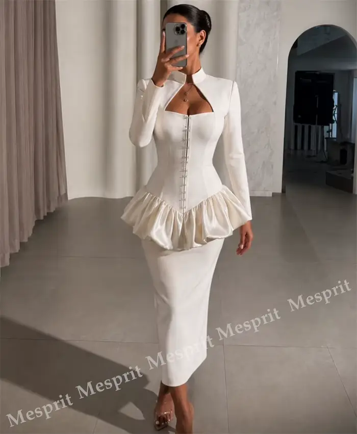 Robes de soirée formelles chic à manches longues de haute qualité personnalisées pour banquet