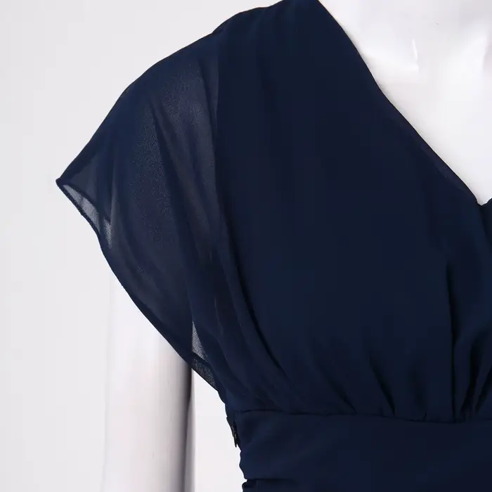 Robe en Mousseline de Soie Élégante Sans Manches Col en V Pour Femmes Occasions Spéciales Plage Mariage Vacances