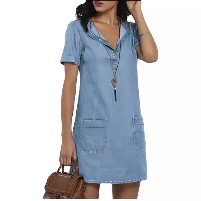 Robe en jean épissé pour femmes