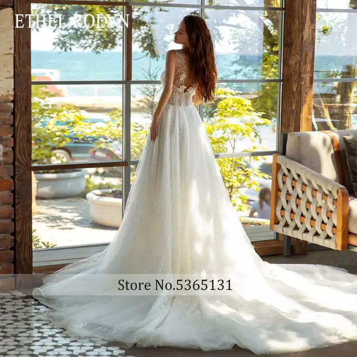 ETHEL ROCircN-Robe de Mariée Trapèze pour Femme