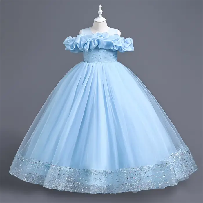 Robes de soirée pour filles, pour mariage, robe longue de demoiselle d'honneur, vêtements en Tulle p