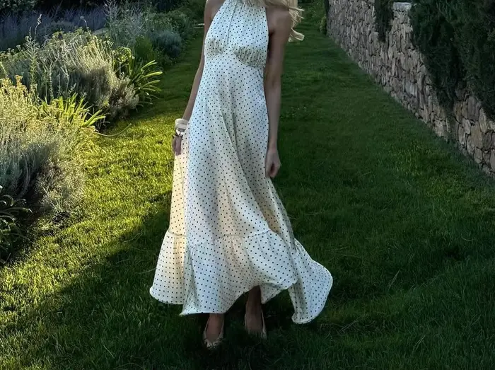 Robe en satin à pois style européen et américain