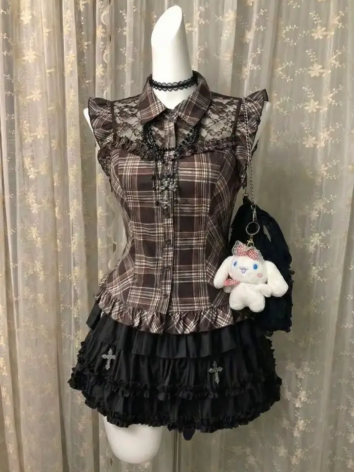Robes décontractées pour femmes kawaii, ensemble 2 pièces, style Y2k Goth Punk Vintage années 90, ha