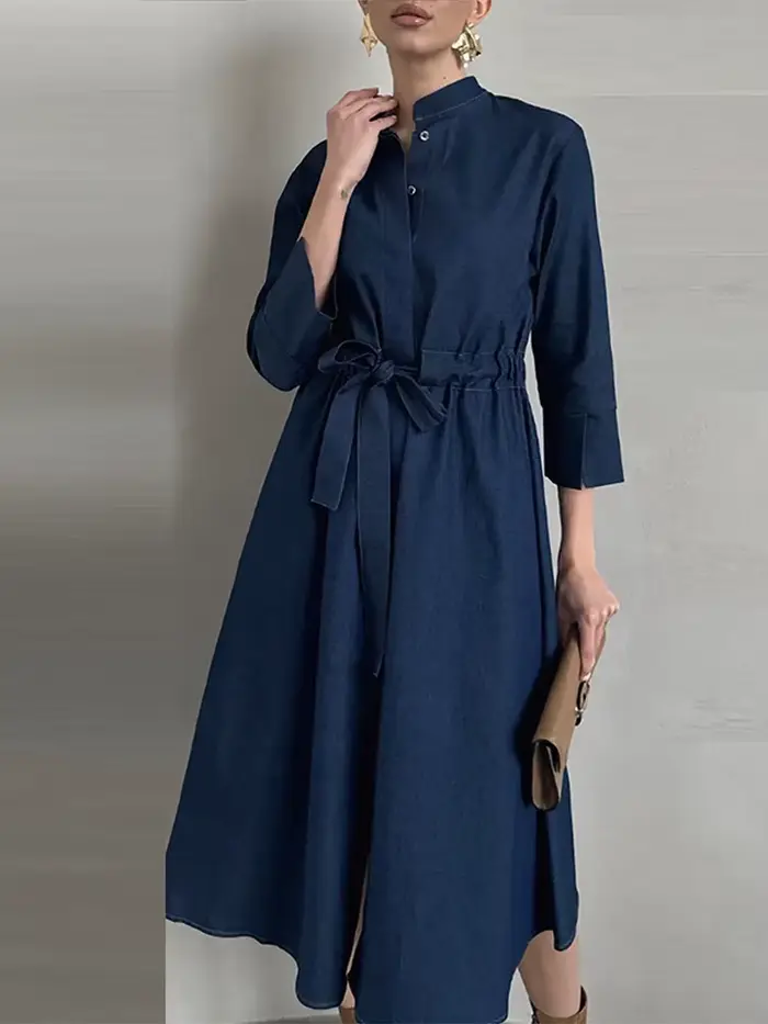 Robe Longue Femme Automne Nouvelle Robe Décontractée Élégante Ajustée et Évasée Col Carré Polyester Coton Silhouette Chic Occasions Spéciales