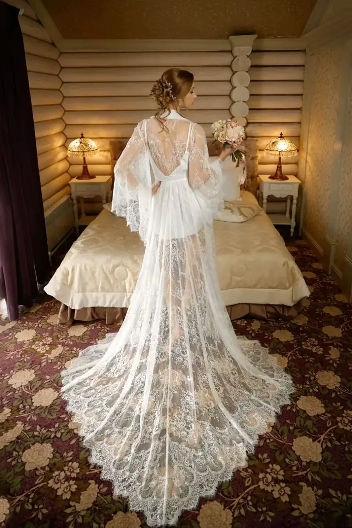 Robe de Mariée 2 Pièces en Dentelle Complète