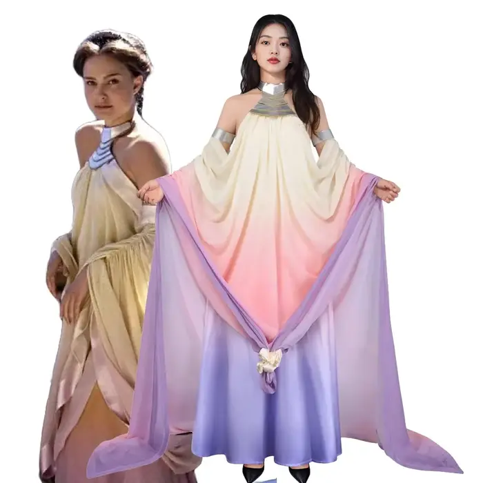 Padme Cosplay Amidala robe Costume classique reine longue élégante dos nu jupe femmes uniforme tenues Halloween carnaval fille