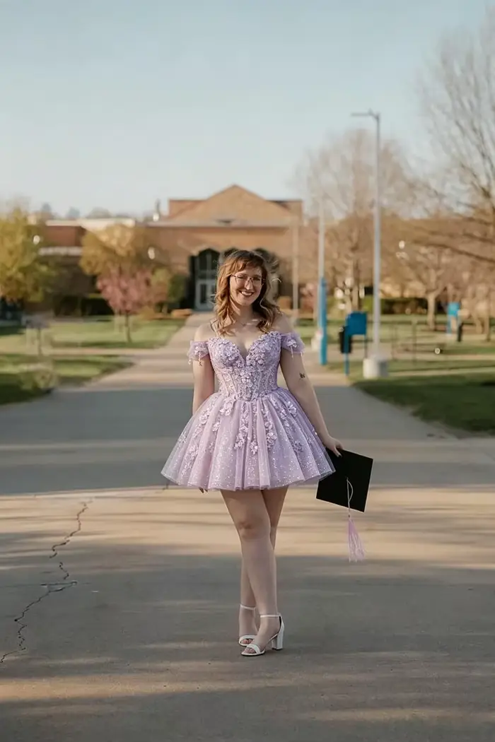 Robes de soirée courtes à fleurs 3D pour adolescentes