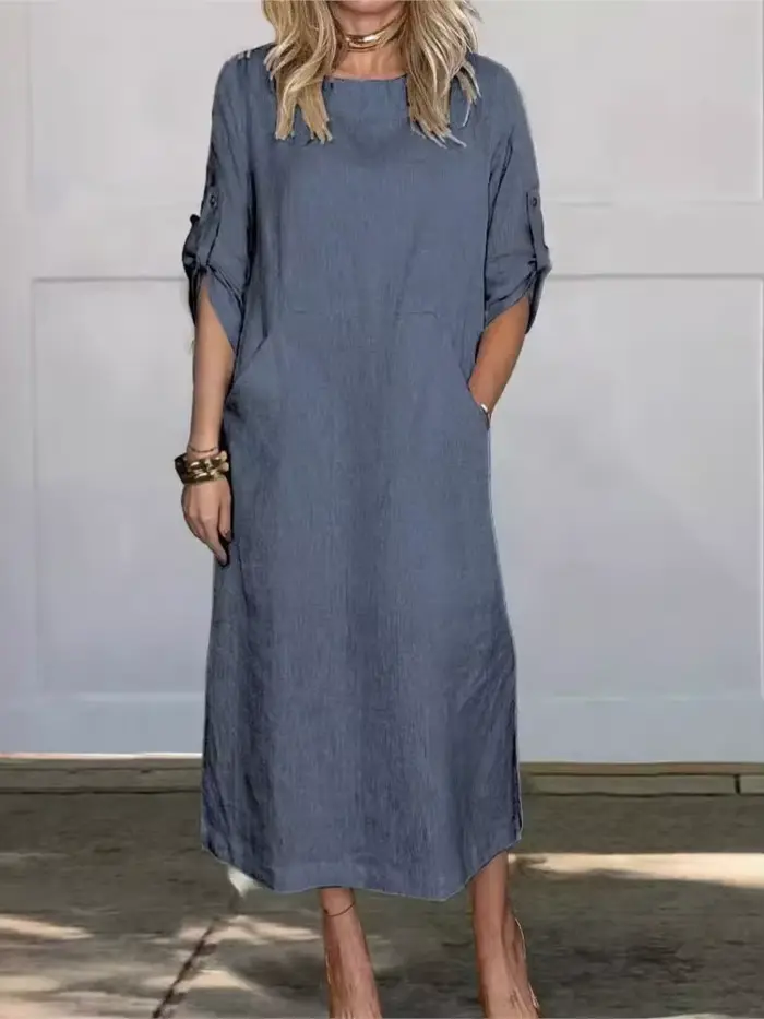 Robe Longue en Coton et Lin pour Femme