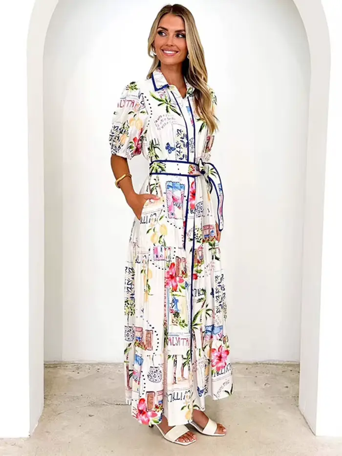 Robe longue imprimée à la mode pour femmes