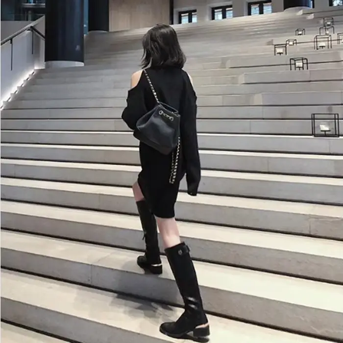 Robe pull intérieure à col haut pour femmes