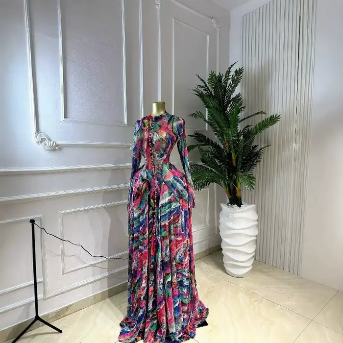 Robes longues maxi pour femmes rondes, col rond, robe printemps-été, taille cintrée, imprimé floral, robes de soirée élégantes vertes plissées