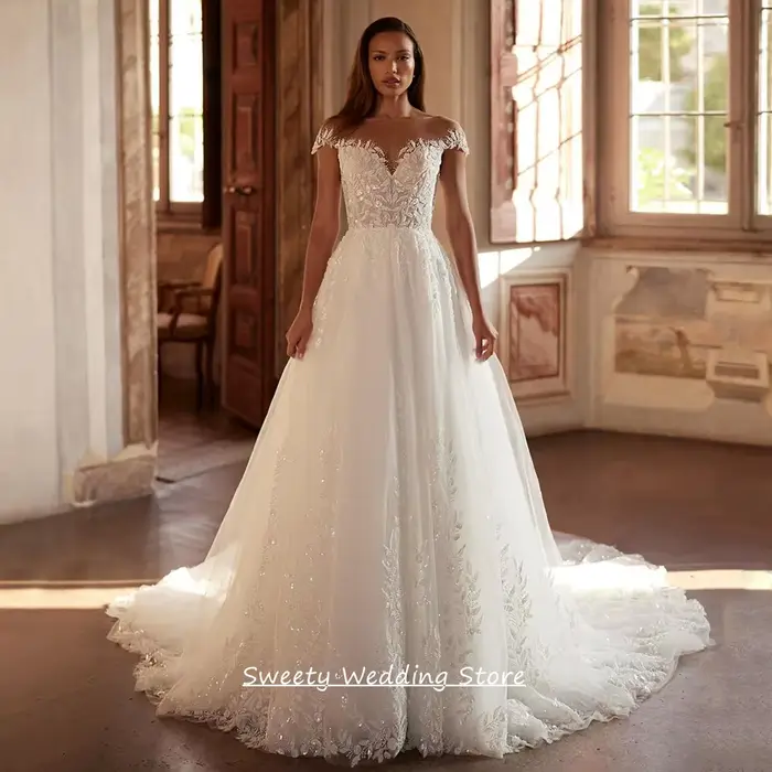 Robe de mariée sexy personnalisée, manches longues, col en V, appliques de sequins, fente haute, cou
