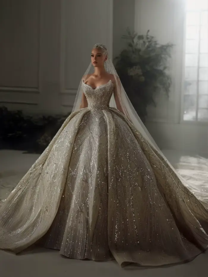 Magnifique robe de mariée perlée délicate