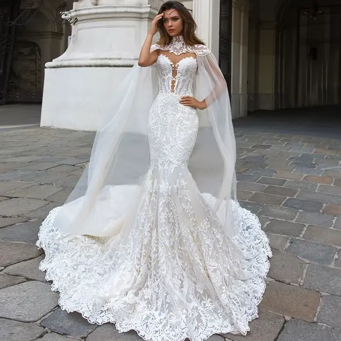 Lhuilier-Robes de mariée sirène en dentelle personnalisées