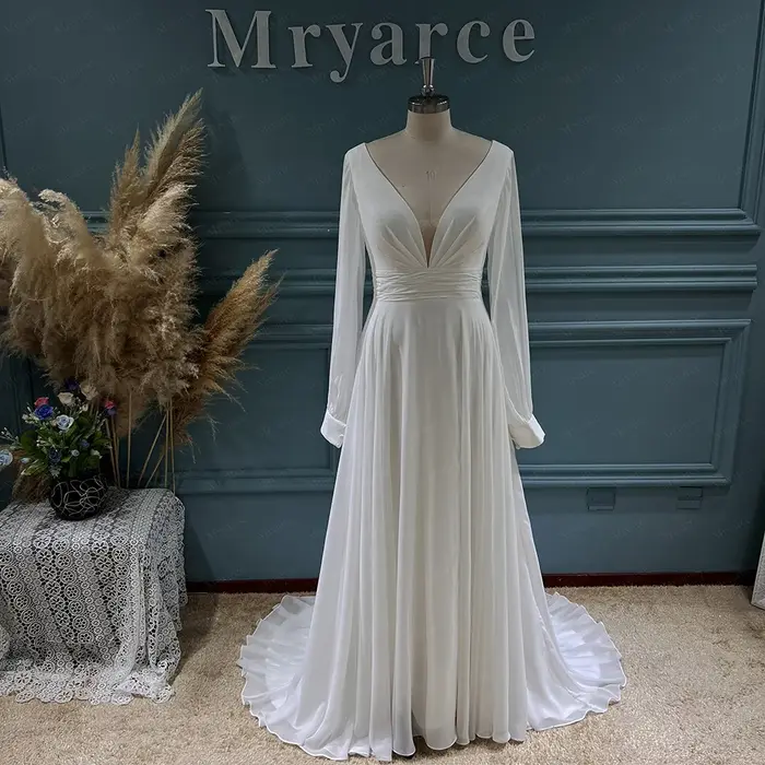 Mryarce – robe de mariée classique élégante en mousseline de soie