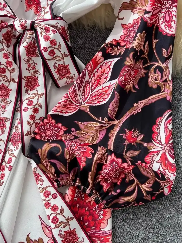 Robe longue à imprimé fleuri pour femmes musulmanes