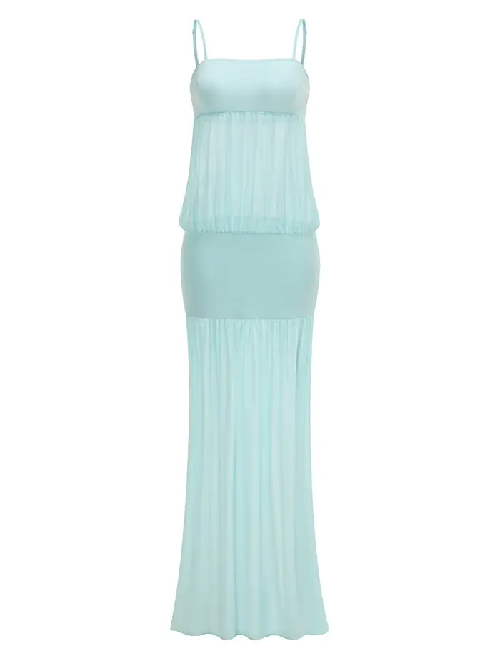 Robe longue sexy à fines bretelles