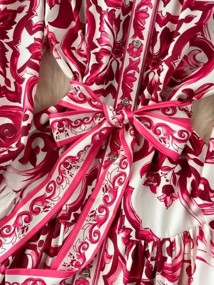 Robe longue vintage à manches longues pour femmes