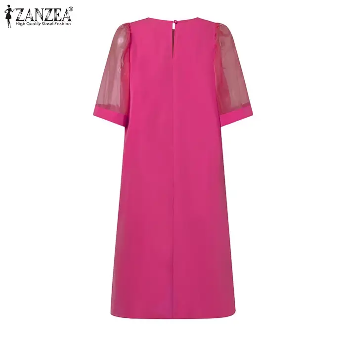 ZANZEA femmes Vintage robes solide maille Patchwork robe d'été décontracté été Mini
