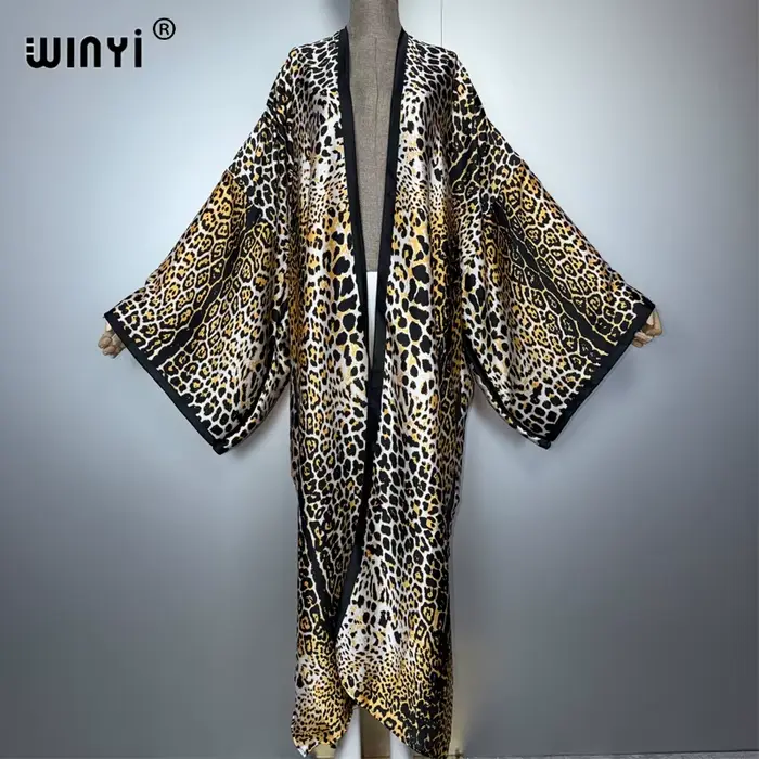 WINYI imprimé léopard kimono Caftan mode Cardigan robe de soirée abaya dubaï luxe couvertures tenues