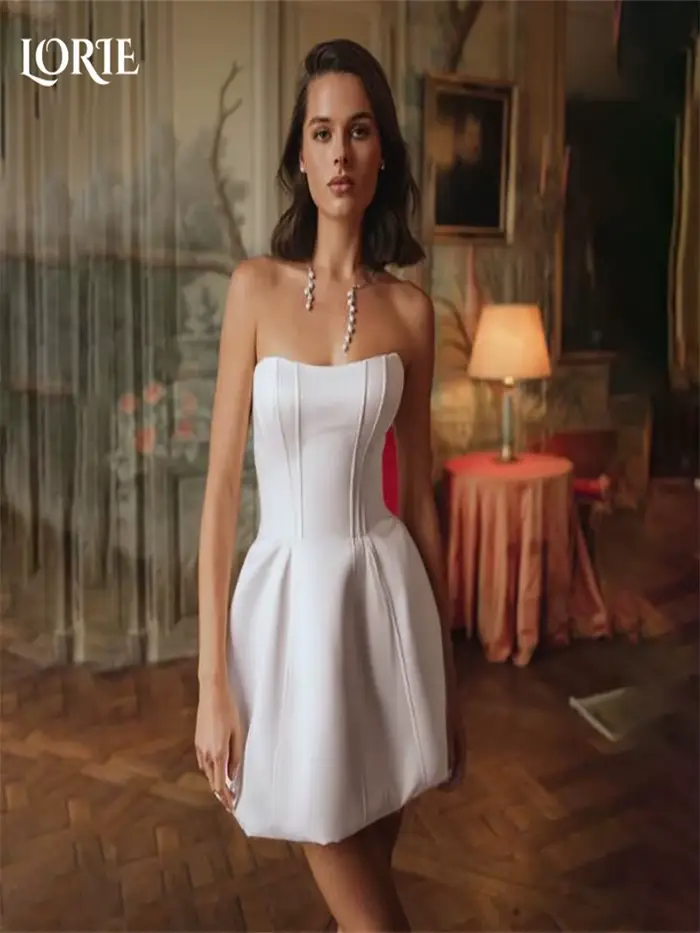 LORIE Vintage robe de mariée sirène courte Rose plis balle 3D fleurs Corset Mini robe de mariée prin