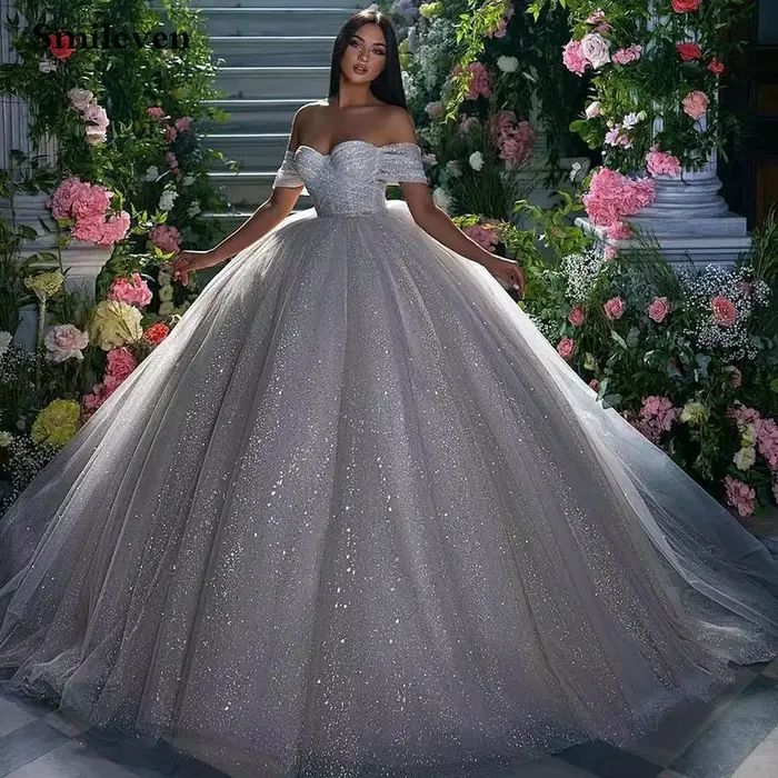 Smileven – Robe De mariée princesse à épaules dénudées