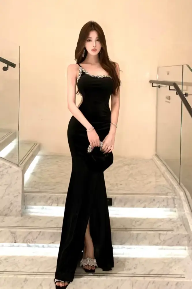Robe de soirée en velours pour femmes