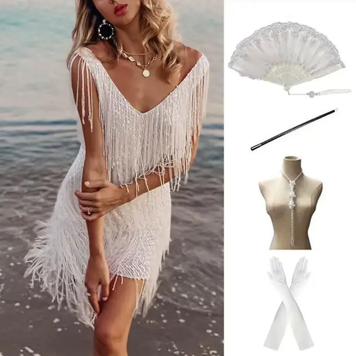 Ensemble de robe de soirée pour femmes avec bordure en paillettes