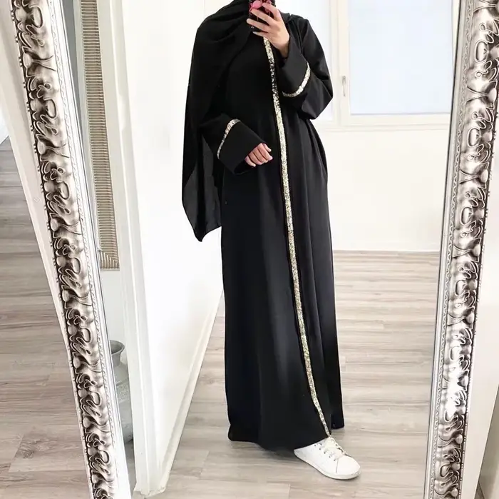 Mode musulmane Abaya longue Robe pour les femmes élégant épissure paillettes Maxi