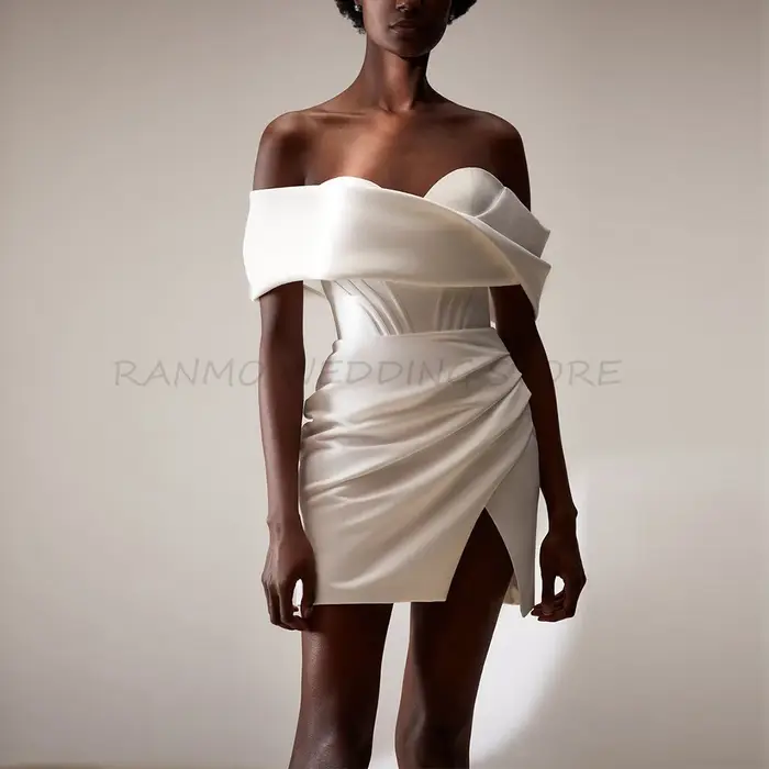 RANMO robe de mariée courte épaules dénudées Mini