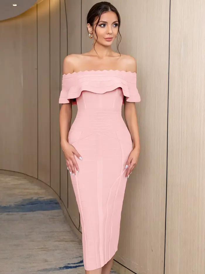 Robe à Bandes Sexy pour Femme, Tenue de Cocktail, de Soirée, Élégante, Bleu Foncé, pour Célébrité