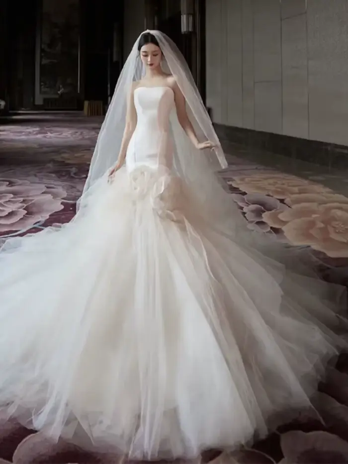 Robe de mariée en Satin blanc