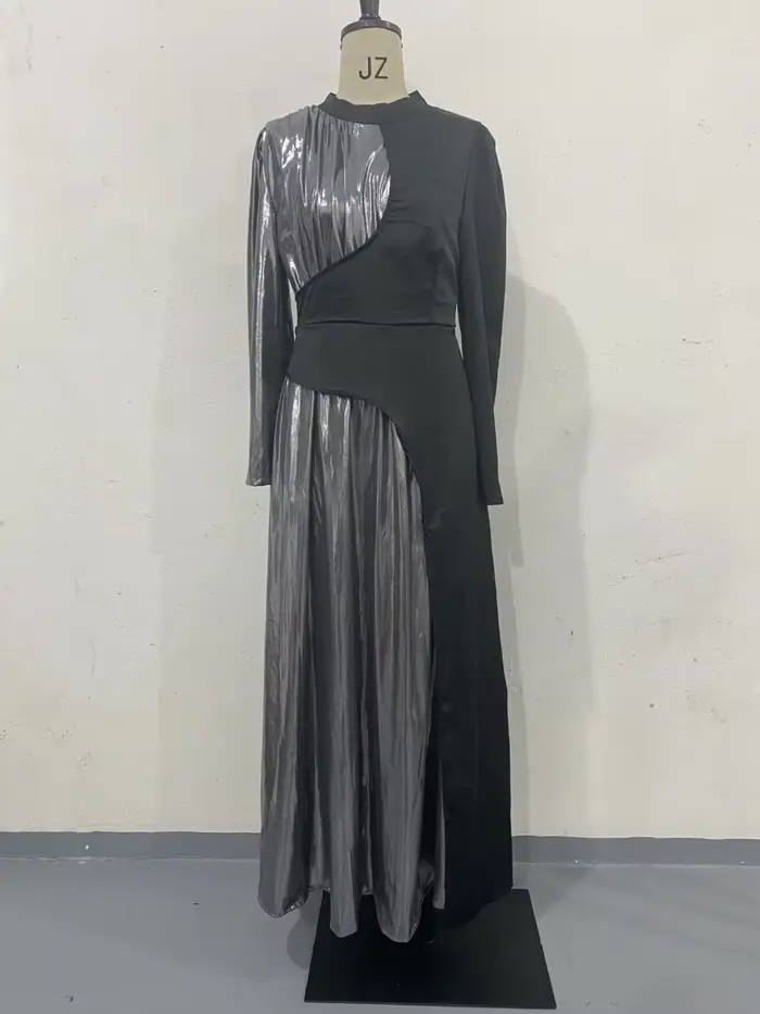 Robe de soirée longue ligne asymétrique, à la mode, encolure haute, robe de bal, célébrité, vêtement
