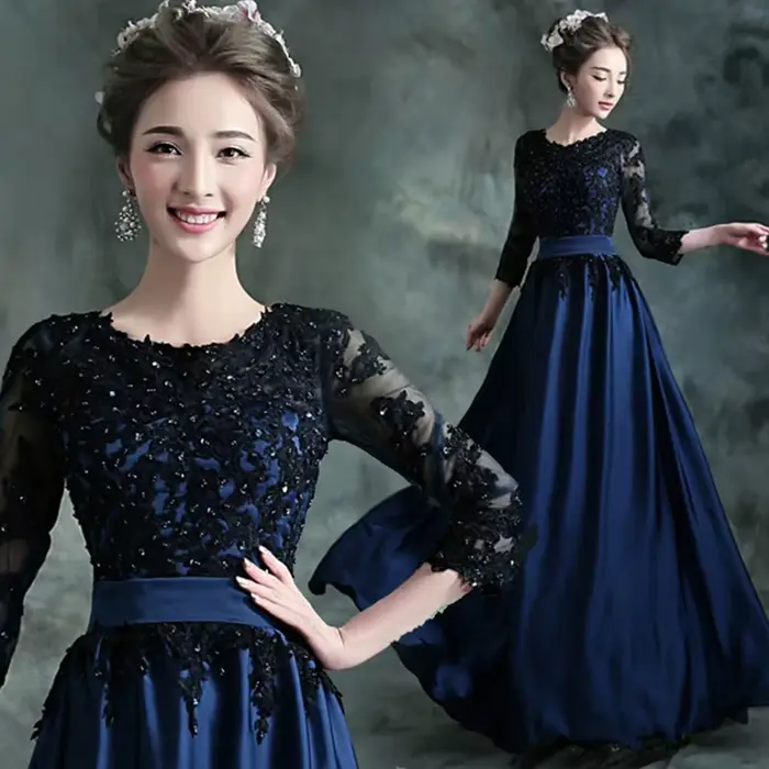 Robe de mariée à paillettes à manches longues pour mariée