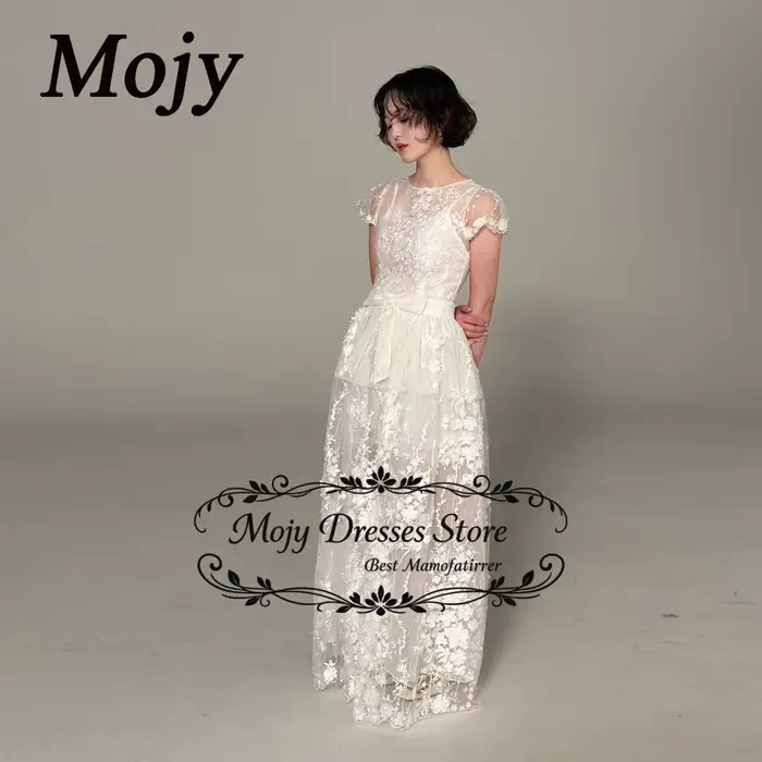 Robes de mariée en tulle à col rond Mojy, séance photo, Corée, robes de mariée longues, robes de pri