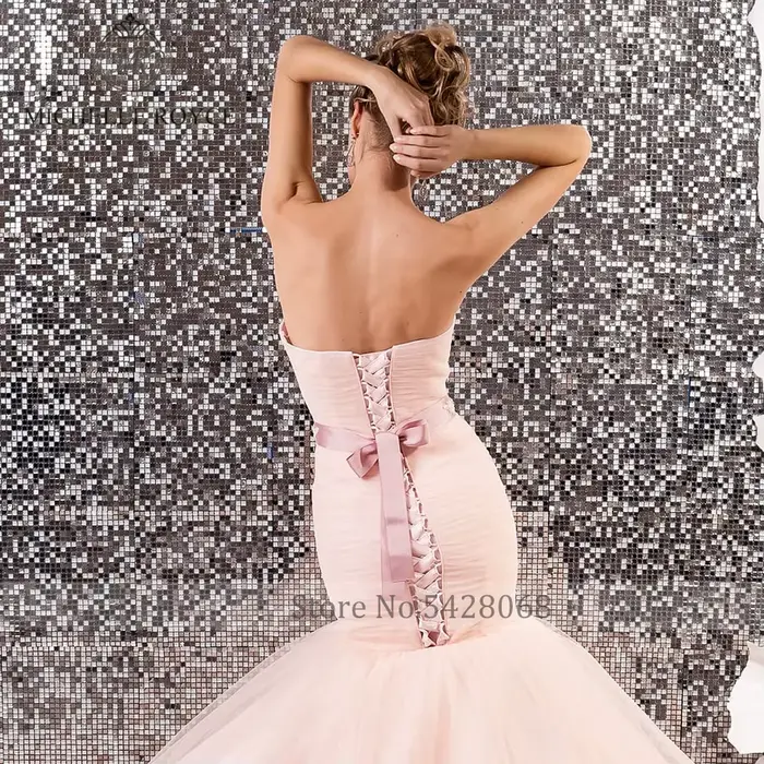 Robe de mariée Michelle Royce sirène train de chapelle perles cristal dos à lacets pour femmes élégantes occasions spéciales